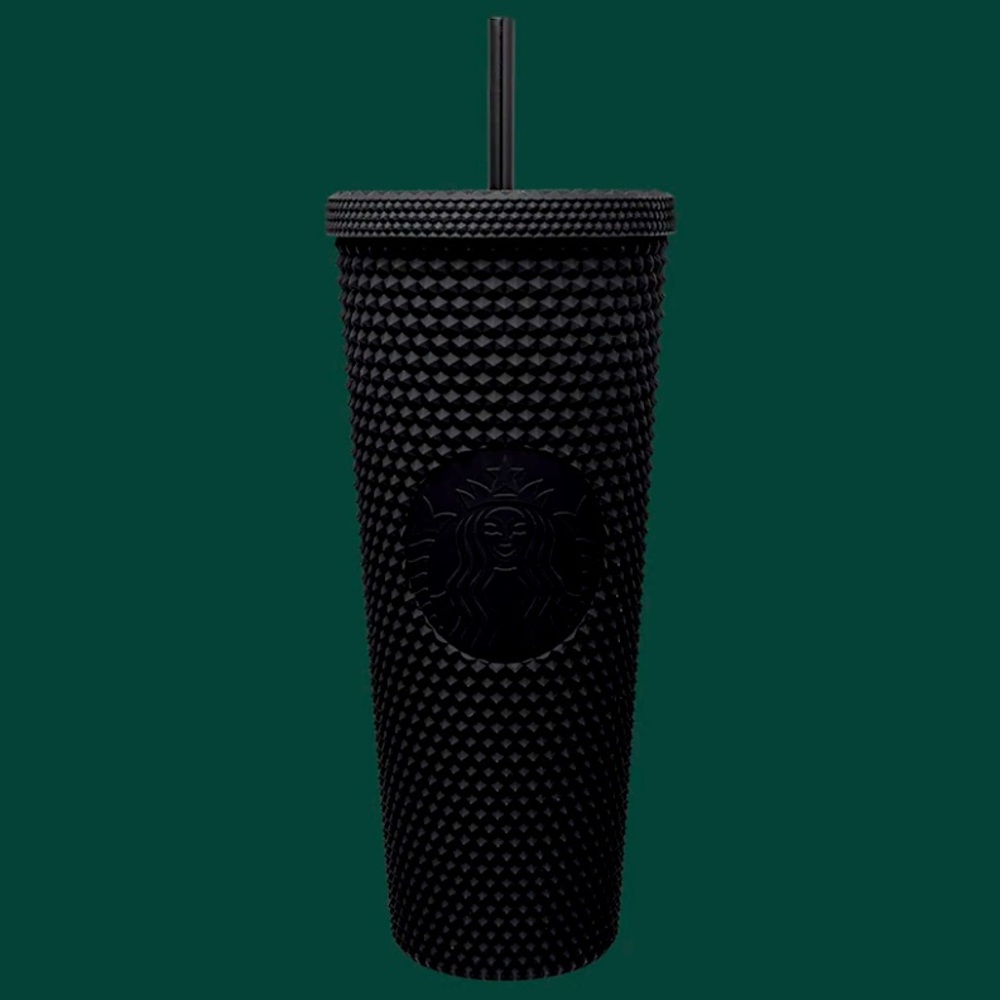 STARBUCKS MATTE BLACK STUDDED CUP TUMBLER NEW